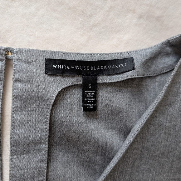 White House Black Market Women's Blouse Gray Peplum Cotton Top Size 6 - Picture 7 of 15